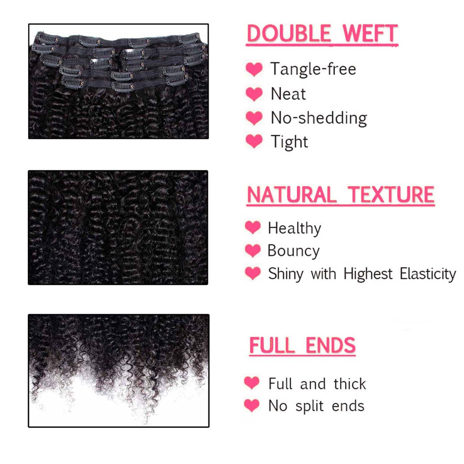 Afro Kinky Curly Clip In Hair  - огляд і ціна Seamless Clip In Hair Extensions Human Hair