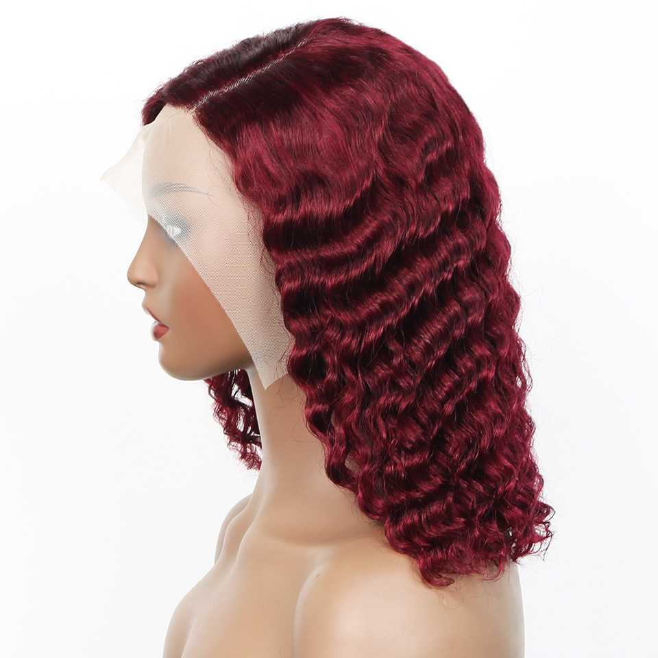 99j Burgundy Deep Bob Wig Huma - огляд і ціна Pre Parted 13X4 Lace Front Bob Wig